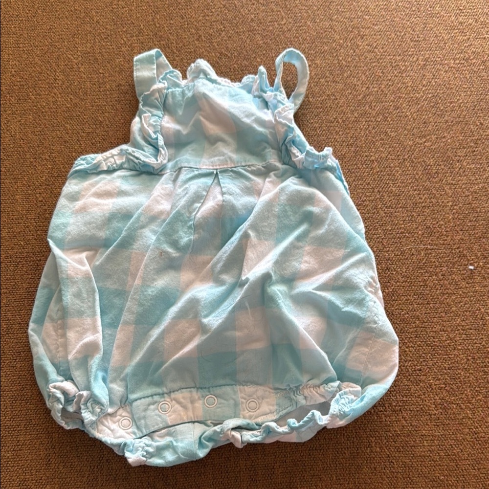 Janie and Jack Blue and White Bodysuit with Ruffled Edges